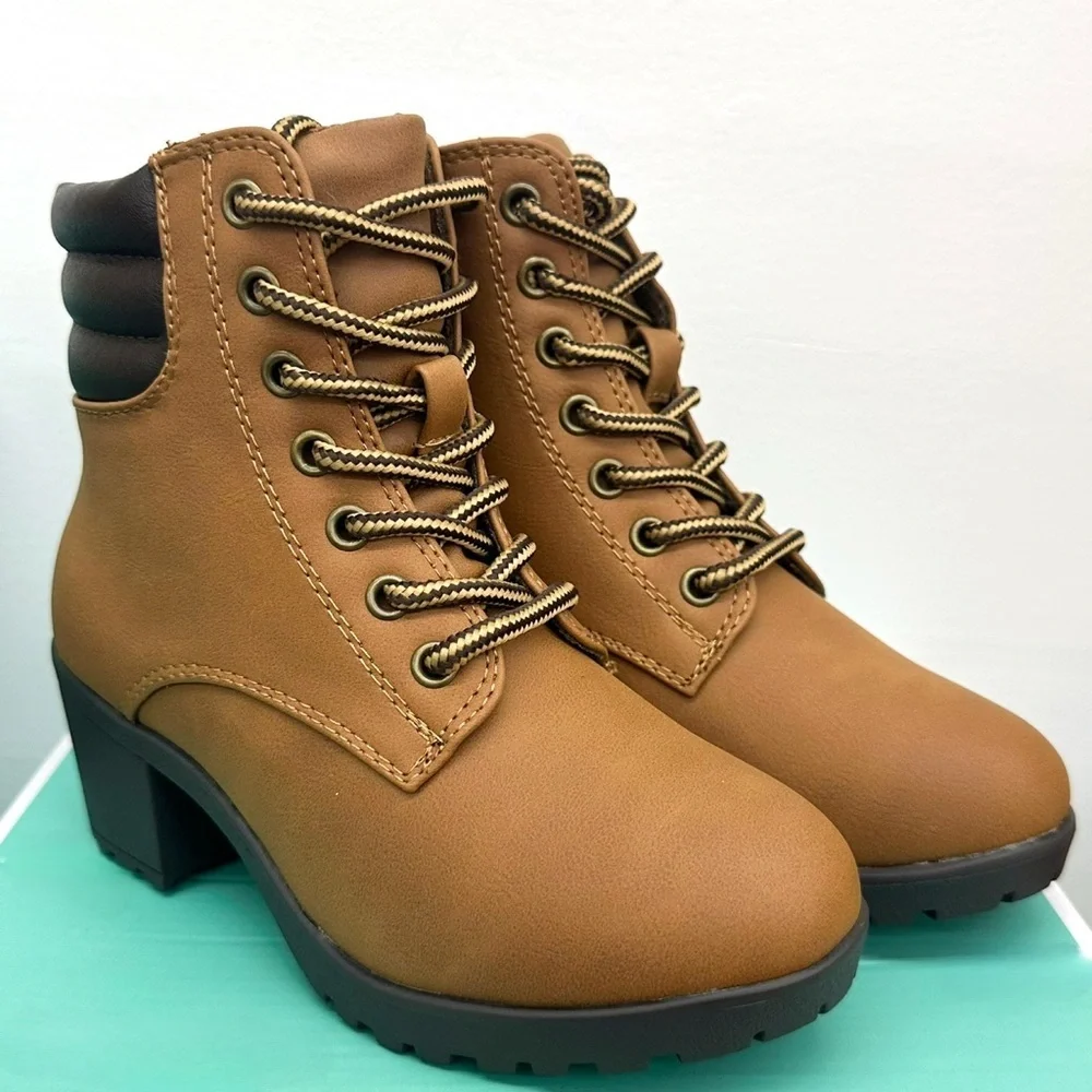 GIRLS Tan Faux Leather Ankle Boots